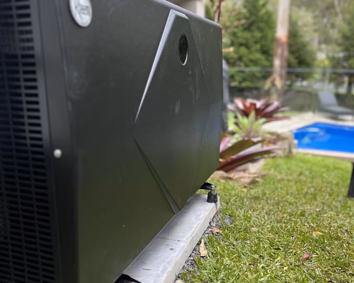 Close up shot of a pool heat pump