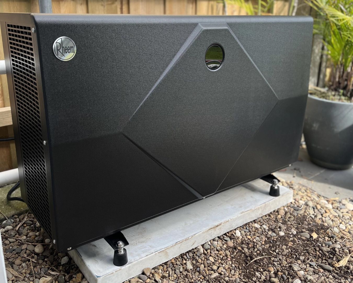 Black Rheem Pool Heat Pump